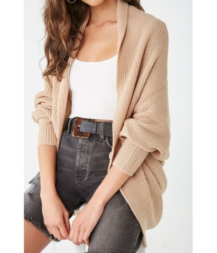 Imbracaminte femei forever21 ribbed open-front cardigan taupe