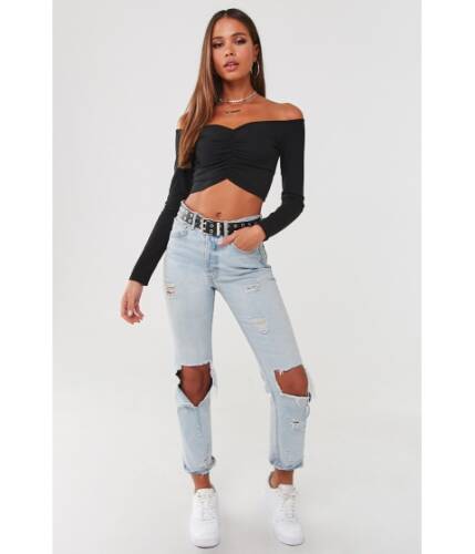 Imbracaminte femei forever21 ruched ribbed knit crop top black
