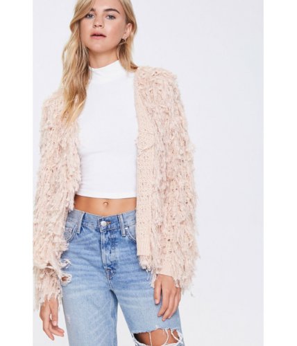 Imbracaminte femei forever21 shaggy open-front cardigan taupe