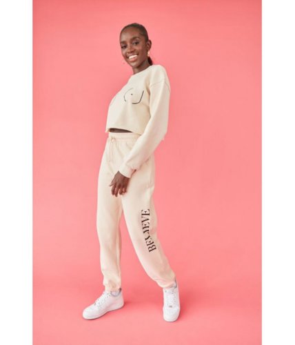 Imbracaminte femei forever21 stand up to cancer believe joggers taupeblack