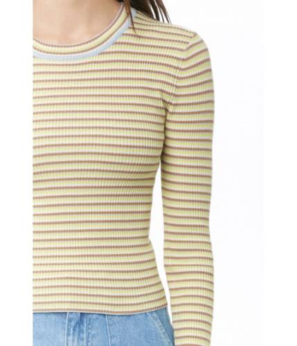 Imbracaminte femei forever21 striped ribbed top taupeyellow