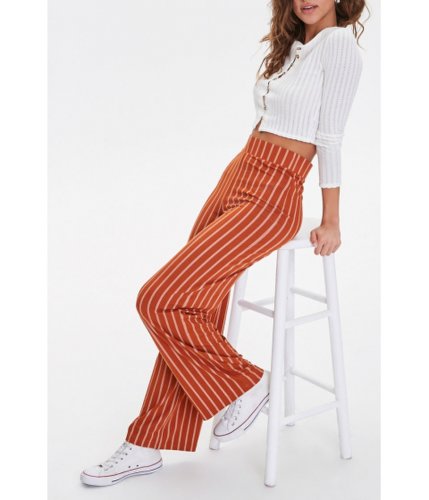 Imbracaminte femei forever21 striped wide-leg pants rustwhite