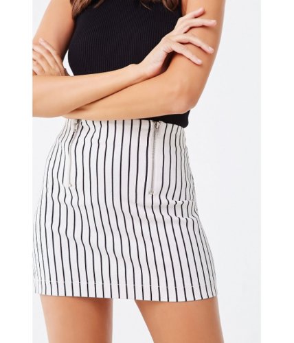 Imbracaminte femei forever21 striped zippered mini skirt creamblack