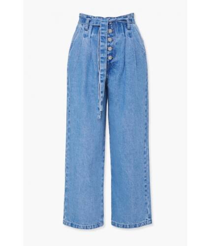 Imbracaminte femei forever21 wide-leg paperbag jeans denim