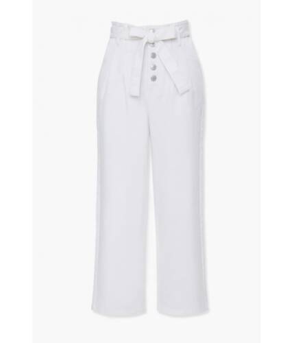 Imbracaminte femei forever21 wide-leg paperbag jeans white