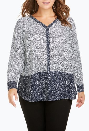 Imbracaminte femei foxcroft daisy ditsy floral print blouse plus size navy multi