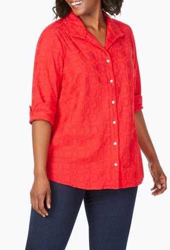 Imbracaminte femei foxcroft dani 34 sleeve embroidered blouse plus size red pepper