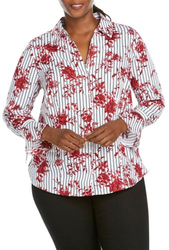 Imbracaminte femei foxcroft ellery floral stripe shirt plus size multi