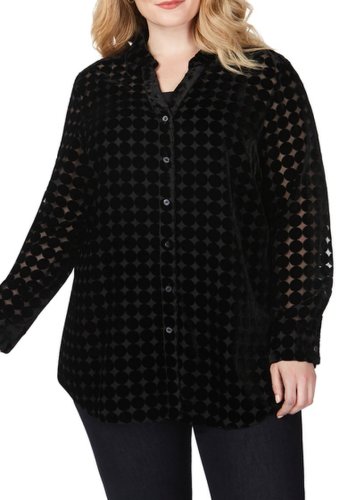 Imbracaminte femei foxcroft faith in velvet burnout dot blouse plus size black