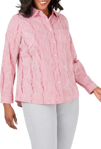 Imbracaminte femei foxcroft hampton crinkle mini check shirt plus size beaujolais