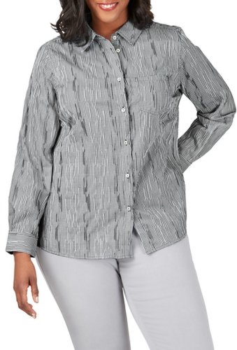 Imbracaminte femei foxcroft hampton crinkle mini check shirt plus size black