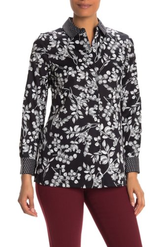 Imbracaminte femei foxcroft libby 34 length sleeve floral dot print wrinkle free shirt black