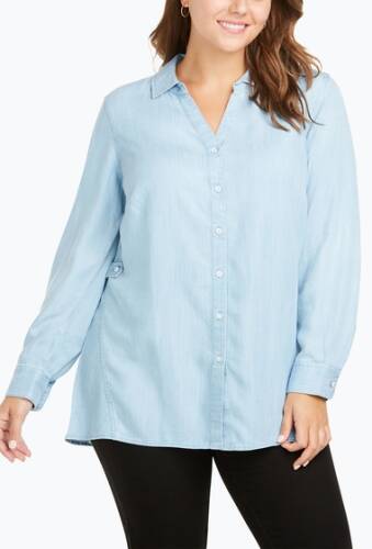 Imbracaminte femei foxcroft lizzy long sleeve tunic plus size bluewash