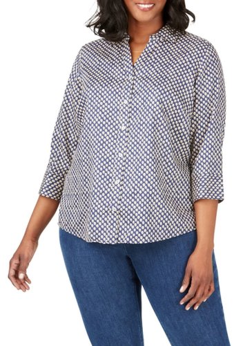 Imbracaminte femei foxcroft mary shadow dot print shirt plus size navy