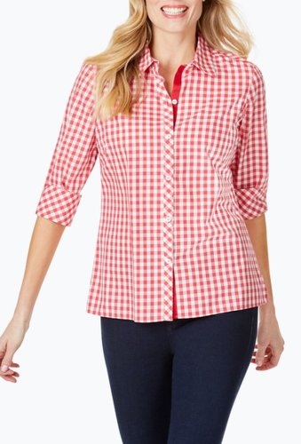 Imbracaminte femei foxcroft morgan gingham 34 sleeve shirt vintage red