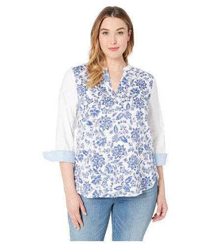 Imbracaminte femei foxcroft plus colette toile print blouse paris blue