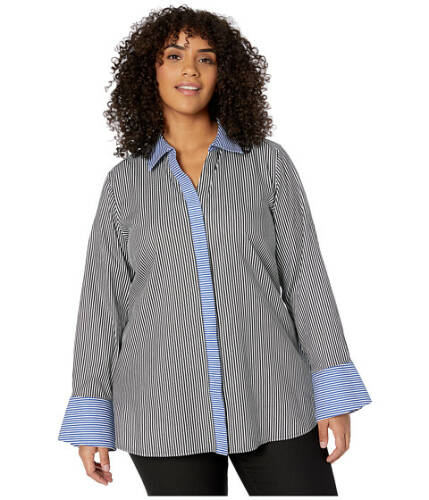 Imbracaminte femei foxcroft plus size kyla non iron stripe shirt black