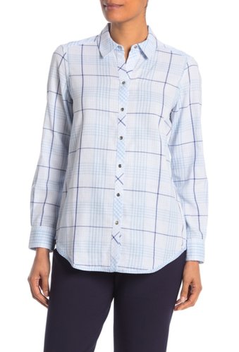 Imbracaminte femei foxcroft rhea floral print shirt colette 34 length plaid print wrinkle free shirt paris blue