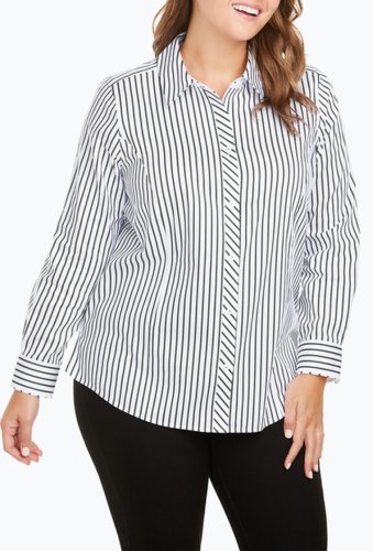 Imbracaminte femei foxcroft saide stripe print blouse plus size black