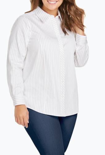 Imbracaminte femei foxcroft saide stripe print blouse plus size driftwood