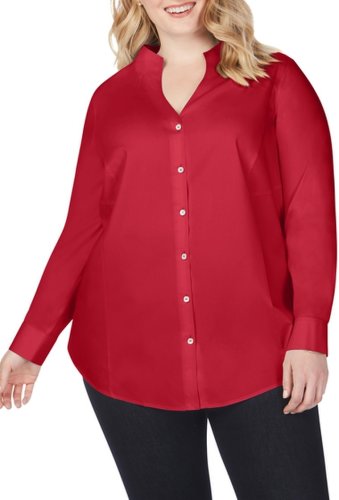Imbracaminte femei foxcroft selma stretch non-iron tunic plus size cranberry