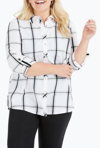 Imbracaminte femei foxcroft zoey plaid shirt plus size black