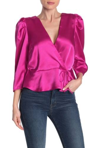 Imbracaminte femei free press puff sleeve woven blouse pink magenta