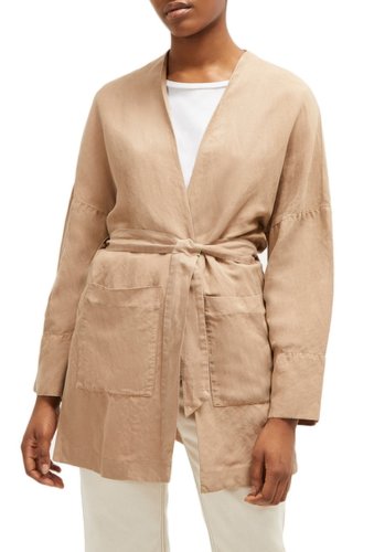 Imbracaminte femei french connection ava linen blend belted jacket wet sand