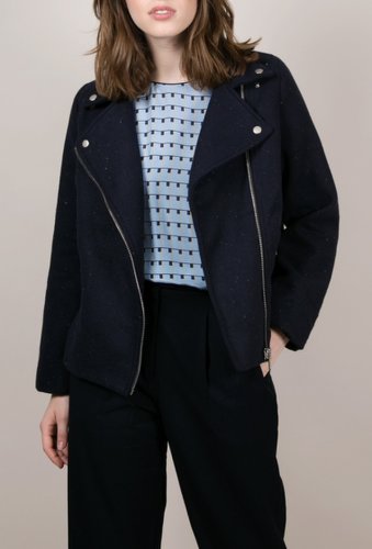 Imbracaminte femei frnch asymmetrical zip front jacket blue