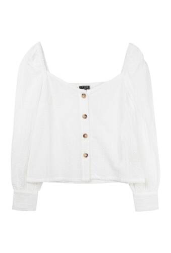 Imbracaminte femei frnch eyelet square neck long sleeve blouse white