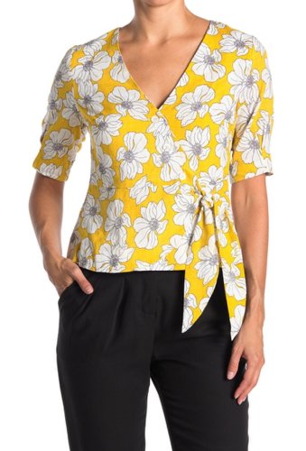 Imbracaminte femei frnch floral print side tie top yellow