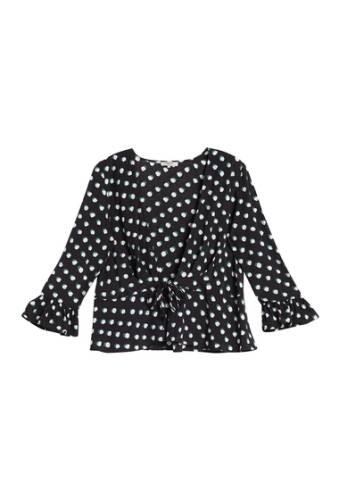 Imbracaminte femei frnch polka dot plunge v-neck blouse black