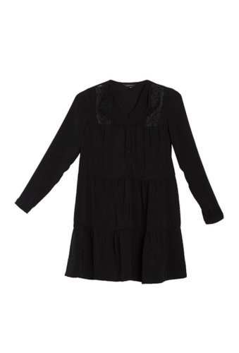 Imbracaminte femei frnch solid long sleeve v-neck dress black