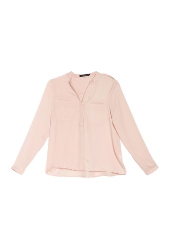 Imbracaminte femei frnch split neck long sleeve blouse pink