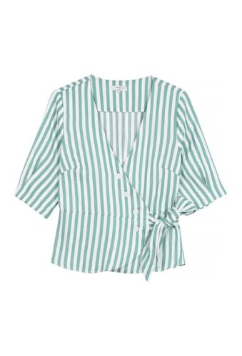 Imbracaminte femei frnch stripe print side tie blouse green
