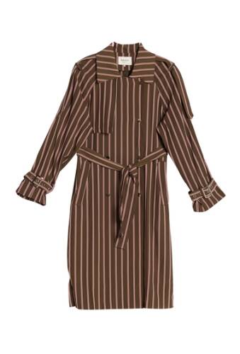 Imbracaminte femei frnch stripe printed trench jacket green