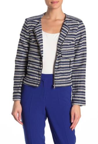 Imbracaminte femei frnch striped woven zip front jacket blu