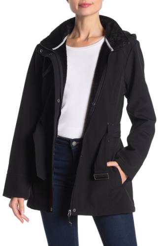 Imbracaminte femei gerry removable hood faux fur lined softshell jacket black