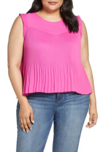 Imbracaminte femei gibson x hot summer nights roselyn pleated sleeveless top plus size magenta