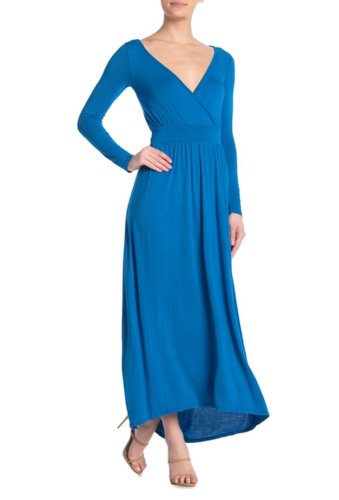 Imbracaminte femei go couture long sleeve maxi dress galaxy blue