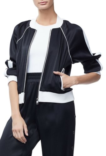 Imbracaminte femei good american satin zip track jacket regular plus size black001