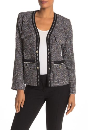 Imbracaminte femei gracia tweed contrast trim jacket regular plus size black