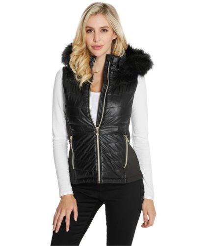Imbracaminte femei guess nalani faux-leather puffer vest jet black