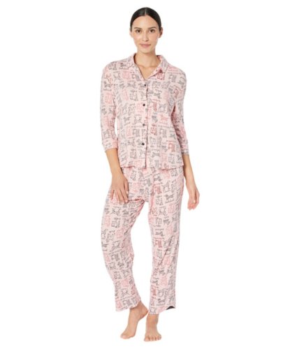 Imbracaminte femei hue doggie brushed loose knit button-up pajama set coral blush