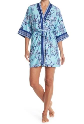 Imbracaminte femei in bloom by jonquil paisley belted short robe blue