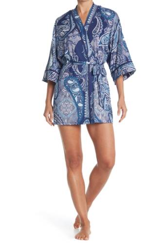 Imbracaminte femei in bloom by jonquil paisley belted short robe navy