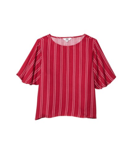 Imbracaminte femei jack by bb dakota printed rayon crepe stripe blouse with flutter sleeve lipstick red