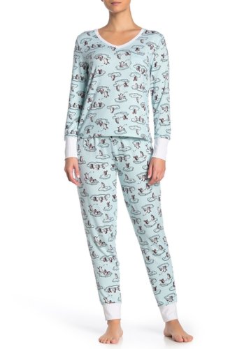 Imbracaminte femei jane bleecker new york printed shirt pants 2-piece pajama set arcticpt