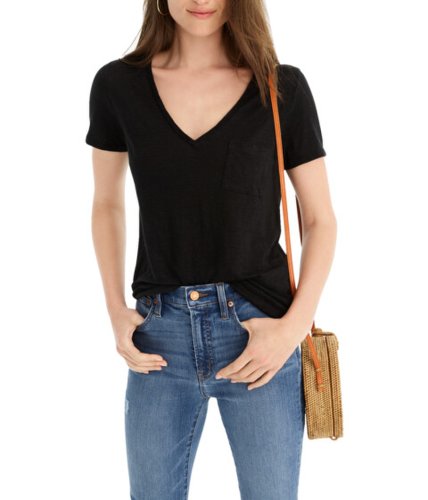 Imbracaminte femei jcrew linen v-neck pocket t-shirt black