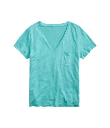 Imbracaminte femei jcrew linen v-neck pocket t-shirt misty turquoise